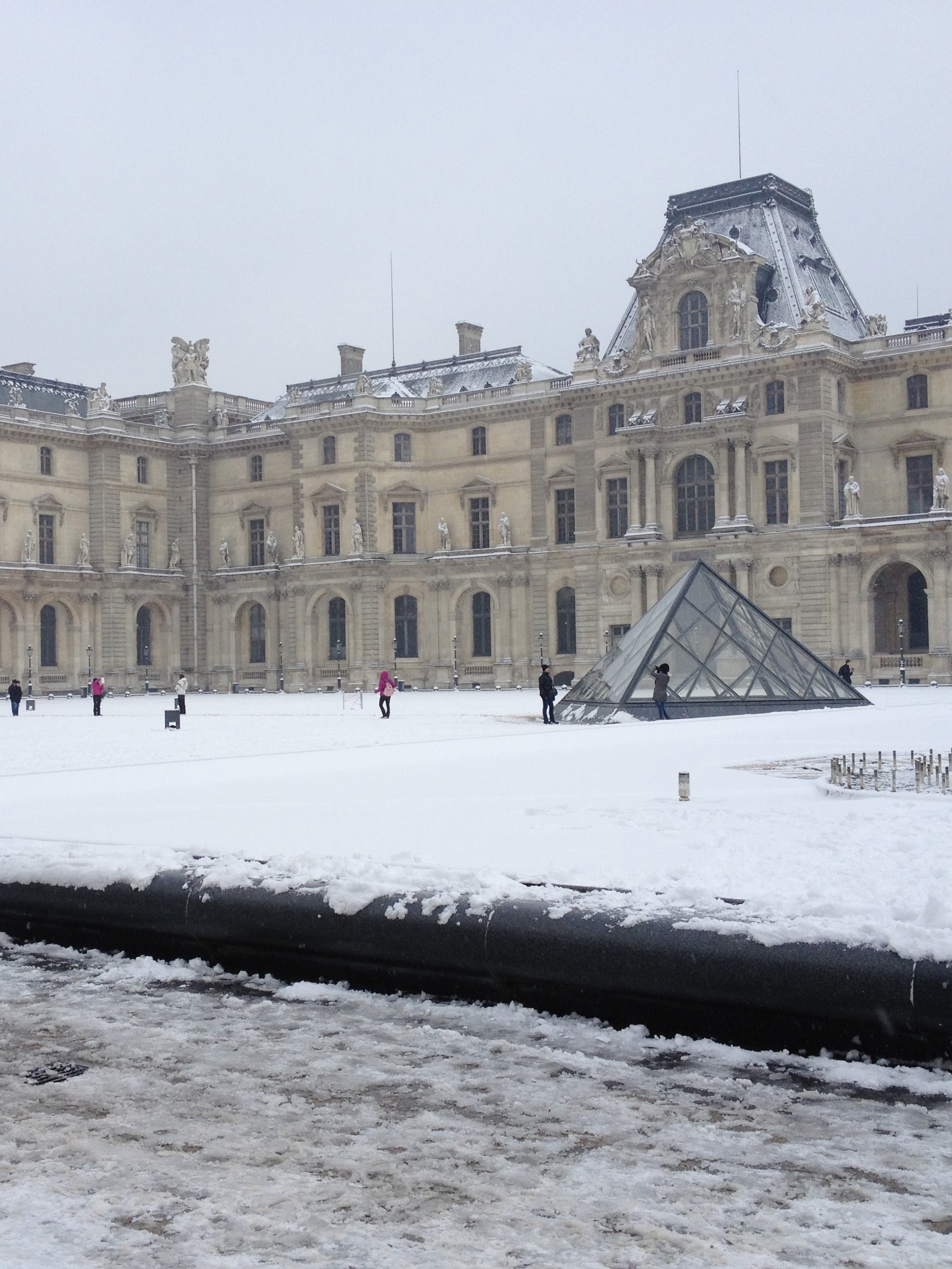 Louvre under the snow: winter in Paris