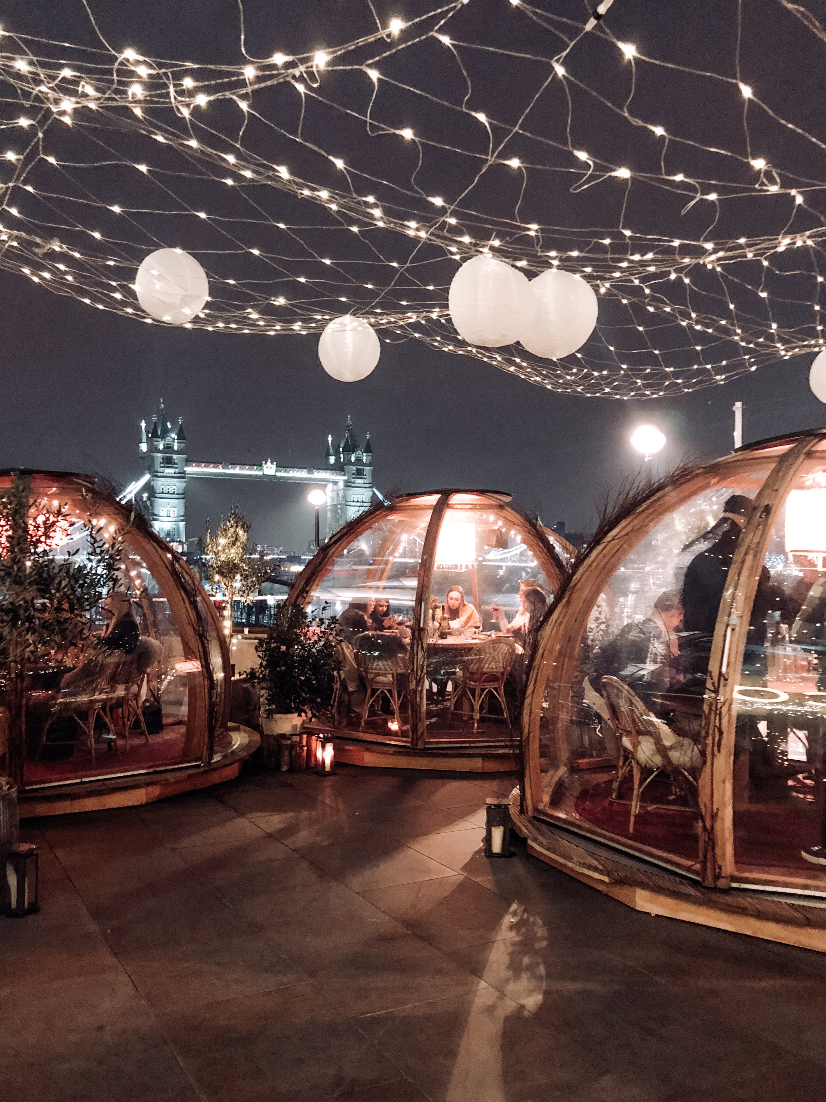 Igloo restaurants in London: Coppa Club at Christmas in London with Tower Bridge Views